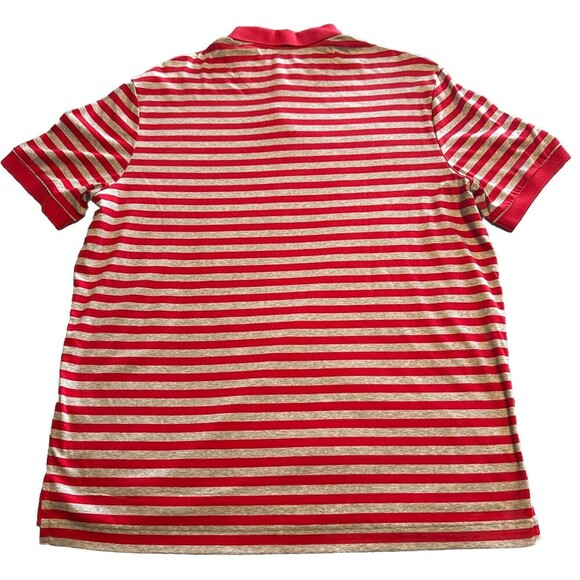 Men’s Cremieux Classics Soft Cotton Striped RED GRAY Polo Golf Shirt Large - Picture 7 of 7